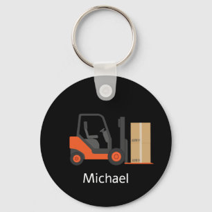 Personalized black Forklift Keychain