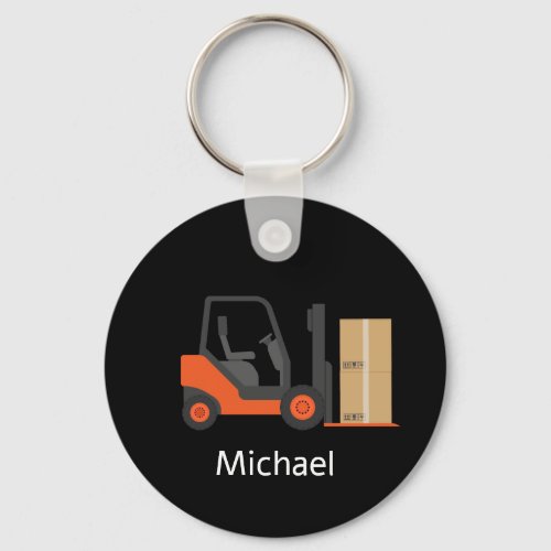 Personalized  black  Forklift Keychain