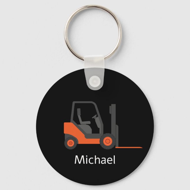 Personalized  black  Forklift Keychain (Front)