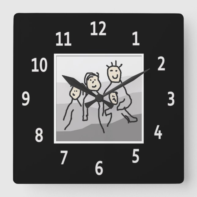 Personalized Black Framed Photo Square Wall Clock (Front)