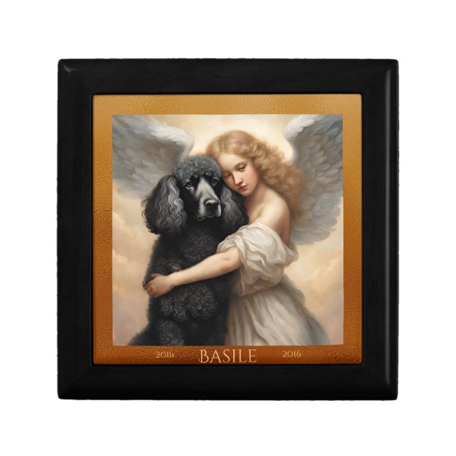 Personalized Black French Poodle Angel Memorial Gift Box (Front)