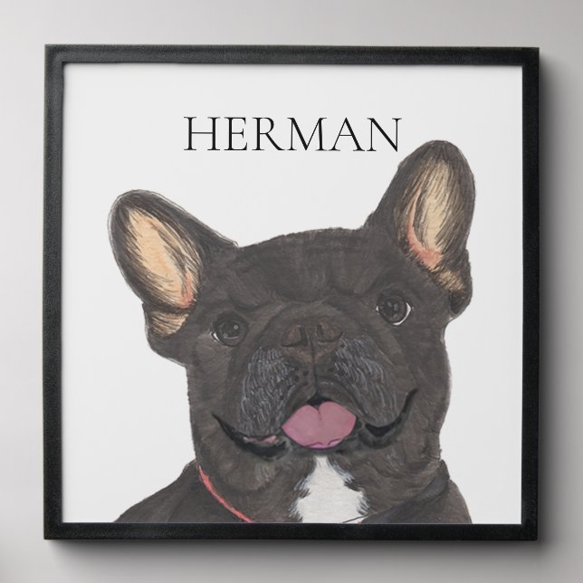 Personalized Black Frenchie Bulldog Portrait Peel And Stick Photo Tile (Front Set)