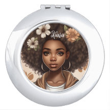 Personalized Black girl Comact mirror