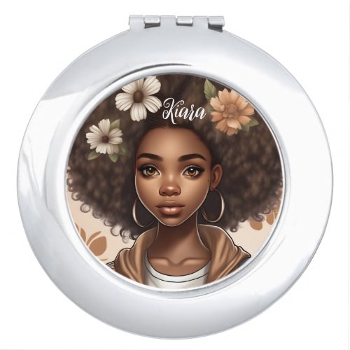 Personalized Black girl Comact mirror