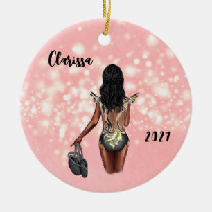 Personalized Black Girl Kids Dance Ornament