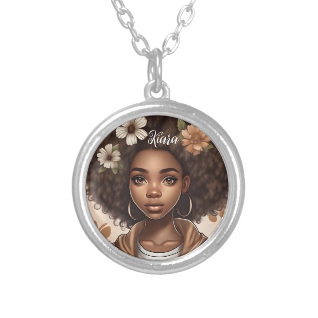 Personalized Black girl Necklace (Front)