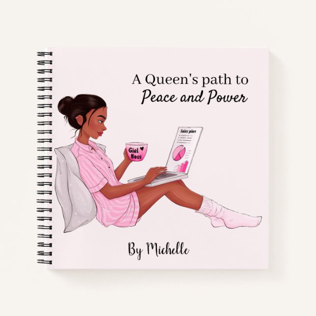 Personalized Black Girl Notebook, Custom Journal (Front)