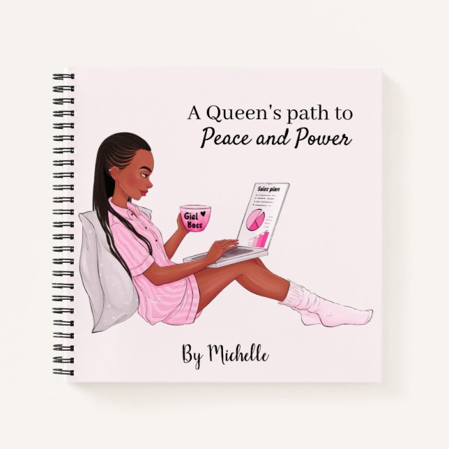 Personalized Black Girl Notebook, Custom Journal (Front)