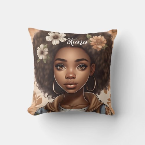 Personalized Black girl Pillow