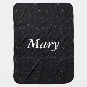 Personalized Black Glitter Baby Blanket