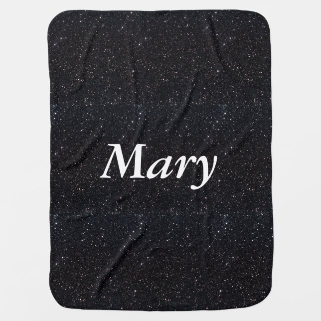 Personalized Black Glitter Baby Blanket (Front)