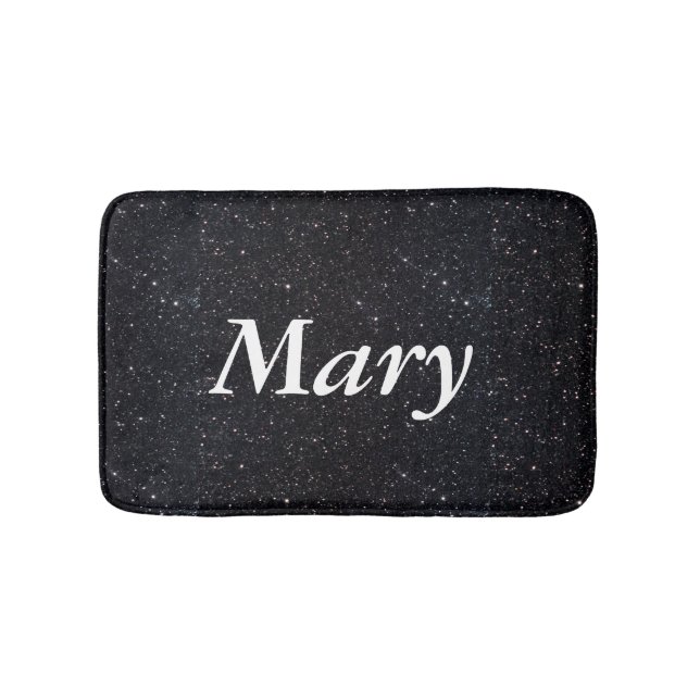 Personalized Black Glitter Bath Mat (Front)