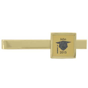 Personalized Black Glitter Graduation Cap Tie Bar by atteestude at Zazzle
