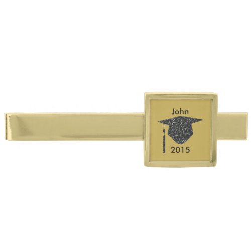 Personalized Black Glitter Graduation Cap Tie Bar