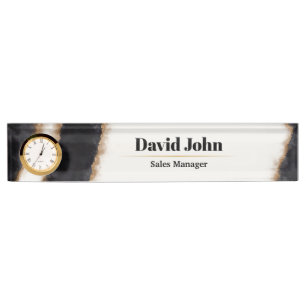 Personalized black & gold agate desk name plate