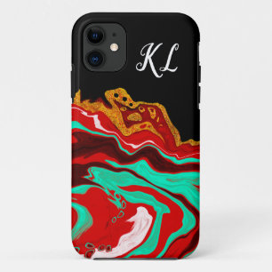 Personalized Black, Gold, Burgundy, Marble Art iPhone 11 Case