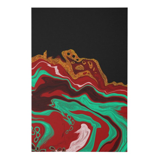 Personalized Black, Gold, Burgundy, Marble Art     Faux Canvas Print (Front)