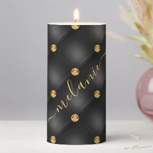 Personalized Black Gold Candle Gift Custom Name