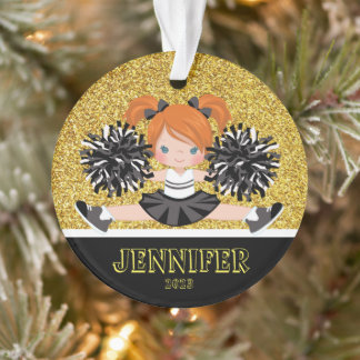 Personalized Black & Gold Cheerleading Ornament
