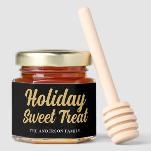 Personalized Black Gold Christmas Honey Jar Favors