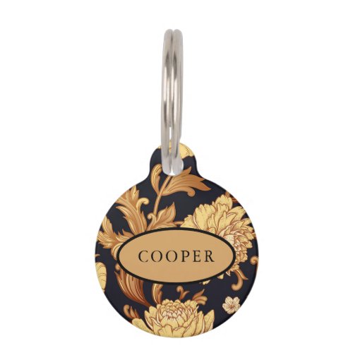 Personalized Black Gold Dog Collar Tag Pet ID