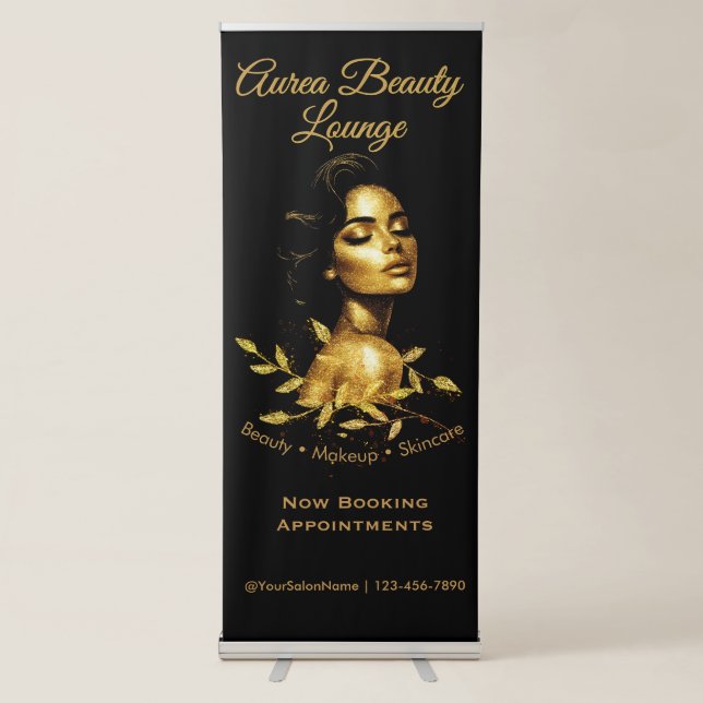 Personalized  Black Gold Elegant  Luxury Retractable Banner (Front)