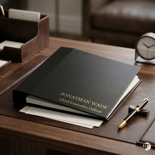 Personalized Black & Gold Executive Corporate 3 Ring Binder (Creator Uploaded)