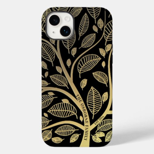 Personalized Black Gold Family Tree  Case_Mate iPhone 14 Plus Case