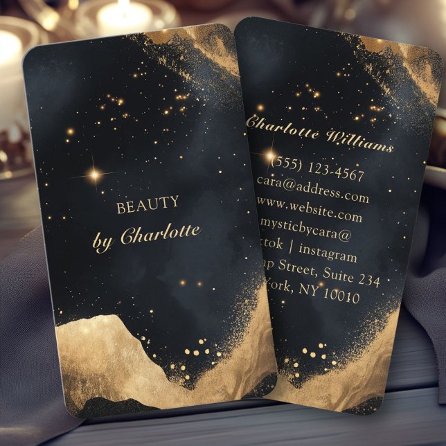 Personalized Black & Gold Galaxy  Business Card (Personalized Black & Gold Galaxy Business Card.Perfect for Tarot reader, Energy Healer, Light Worker)