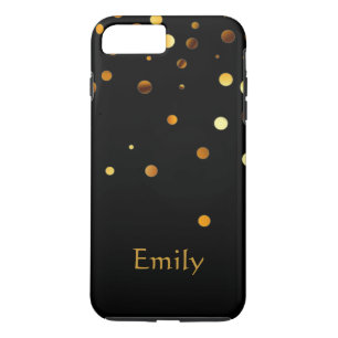 Personalized Black Gold Glitter Faux Confetti iPhone 8 Plus/7 Plus Case
