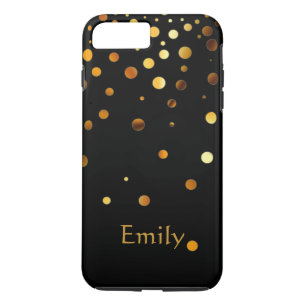 Personalized Black Gold Glitter Faux Confetti iPhone 8 Plus/7 Plus Case