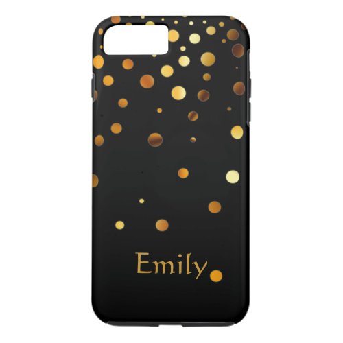 Personalized Black Gold Glitter Faux Confetti iPhone 8 Plus7 Plus Case