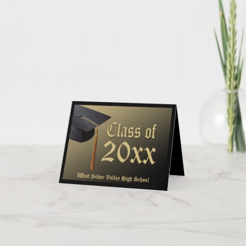 Personalized Black  Gold Graduation Announcement