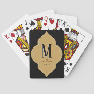 Personalized black gold & gray  poker cards