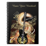 Personalized Black Gold Guitar Music Notebook at Zazzle