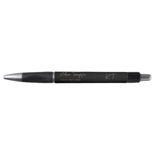 Personalized Black  Gold Handwriting Script Pen