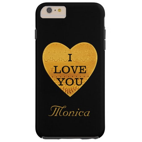 Personalized Black  Gold Heart I Love You Tough iPhone 6 Plus Case