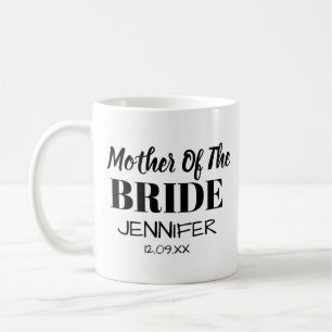 Personalized black gold heart mother of the bride coffee mug