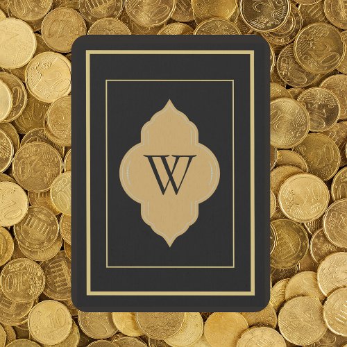 Personalized black gold initial playing cards