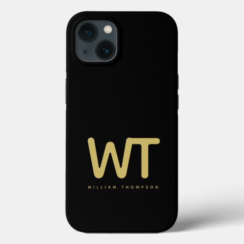 Personalized Black Gold Initials Logo iPhone 13 Case