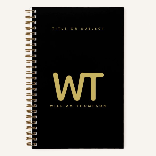 Personalized Black Gold Initials Logo  Notebook (Front)