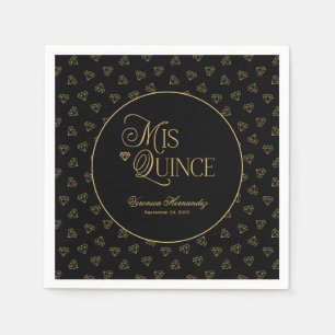 Personalized Black Gold Mis Quince Quinceanera Napkins