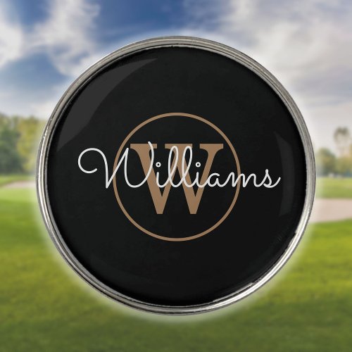 Personalized Black Gold Monogram Executive Golf Ball Marker