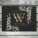 Personalized Black Gold Monogram Greenery Floral Doormat at Zazzle
