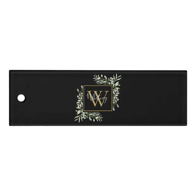 Personalized Black Gold Monogram Greenery Ruler | Zazzle