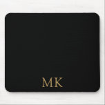 Personalized Black Gold Monogram Initials Mouse Pad<br><div class="desc">Sweet Personalized Black Gold Monogram Initials Mouse Pad. Beautiful design featuring rich antique honey gold colored double initial monogram text on black. Personalize with your own text. Cute accessory, great for use at your school, home, or office. We invite you to visit our store, Simon & Grace for matching products...</div>