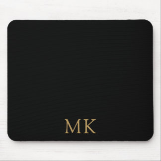 Personalized Black Gold Monogram Initials Mouse Pad