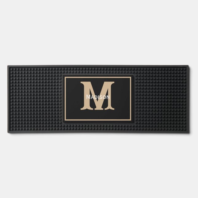 Personalized Black & Gold Monogram Mat (Front)