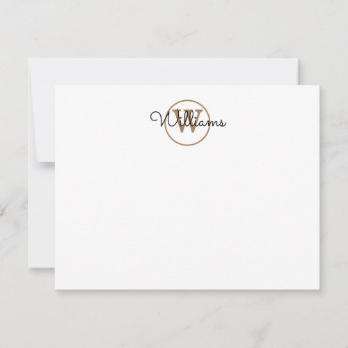 Personalized Black Gold Monogram Script Name Note Card