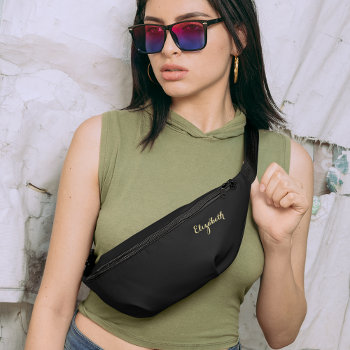 Personalized Black Gold Monogram Waist Crossbody Fanny Pack by iCoolCreate at Zazzle
